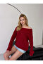 Women's Madonna Collar Knitwear Claret Red - 3