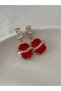 Baguette Stone Detailed Red Diamond Earrings - 2
