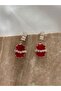 Baguette Stone Detailed Red Diamond Earrings - 3