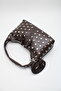 Women's Brown Leather Studded Detailed Zipper Closure Hand, Arm and Shoulder Bag - 6