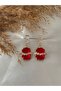 Baguette Stone Detailed Red Diamond Earrings