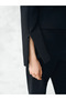 Navy Blue Easy-To-Wear Women's Crop Blazer Jacket with Zipper on the Sleeve - 5