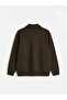 Brown Mock Neck Men's Thick Sweatshirt - 3