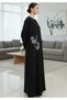 Handmade Floral Embroidered Black Abaya - 2