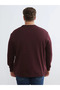Burgundy Crew Neck Men's Thick Sweatshirt - 5