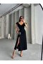 Black Plain Viscose Dress |   Vmd2715 - 2