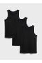 Black U-Neck Men's Undershirt 3-Piece Set - 2