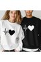 Lover Combination Heart Rhythm Printed 2-Piece Cotton 3 Yarn Crew Neck Oversize Sweatshirt