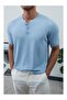 Men's Button-Front Knitwear T-Shirt