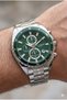 43mm Steel Case Sport Green Dial Silver Color Steel Band Men's Wristwatch