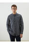 Nevavm Regular Fit Long Sleeve Plaid Gabardine Men's Shirt with Difference