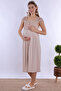 Cotton Maternity Nightgown with Breastfeeding Feature Effortt - Beige - 6