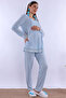 Breastfeeding-Friendly Cotton Maternity Pajama Set – Elastic Waist Effortt - Blue - 5