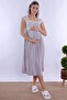 Cotton Maternity Nightgown with Breastfeeding Feature Effortt - Gray - 5