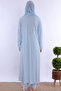 Effortt - Comfortable Cut Long Robe Maternity Pajama Set with Hijab - Blue - 6