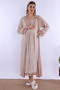 Comfortable Cut Cotton Dressing Gown Maternity Nightgown Set Effortt - Beige - 3
