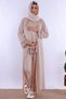 Effortt - Beige Long Pajama Set for Pregnant Women with Comfortable Loose Fit and Robe - 3