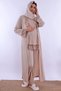 Effortt - Beige Long Pajama Set for Pregnant Women with Comfortable Loose Fit and Robe - 5
