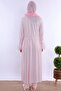 Cotton Maternity and Breastfeeding Pajama Set with Hijab and Robe - Pink - 5