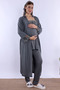 Long Robe Maternity Pajama Set with Breastfeeding Feature Effortt - Smoked - 3