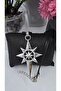 Zircon Stone Silver Color 8-Pointed Star Black Rope Chain Necklace-45Cm - 2