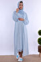 Effortt Maternity Nightgown Set with Soft Textured Abaya and Hijab - Blue - 3