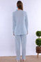 Breastfeeding-Friendly Cotton Maternity Pajama Set – Elastic Waist Effortt - Blue - 7