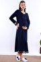 Cotton Maternity Nightgown with Breastfeeding Feature Effortt - Navy Blue - 4