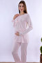Cotton Maternity and Postpartum Pajama Set with Nursing Features for Prenatal and Postnatal Use - Pink - 6