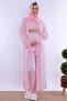 Effortt - Comfortable Cut Long Robe Maternity Pajama Set with Hijab - Pink - 2