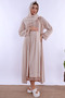 Soft Textured Maternity Nightgown Set with Hijab Effortt - Beige - 3