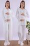 Comfortable Cut Maternity Pajama Set with Dressing Gown - Ecru