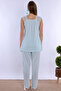 Long Robe Maternity Pajama Set with Breastfeeding Feature Effortt - Turquoise - 8