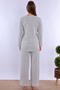 Effortt Light Gray Maternity Pajama Set with Dressing Gown - 8