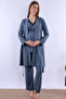 Effortt Indigo Maternity Pajama Set with Dressing Gown - 3