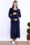 Cotton Maternity Nightgown with Breastfeeding Feature Effortt - Navy Blue