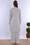 Effortt Light Gray Maternity Pajama Set with Dressing Gown - 6