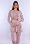 Cotton Maternity and Postpartum Pajama Set with Breastfeeding Features Carpediem |   Elastic Waistband - Dried Rose - 4