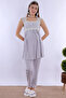 Cotton Comfortable Cut Maternity Pajama Set with Breastfeeding Feature Effortt - Gray - 5