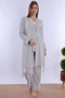 Effortt Light Gray Maternity Pajama Set with Dressing Gown - 4