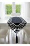 Hürrem Model Velvet Fabric Tulle Detailed Tasseled Decorative Tablecloth Runner