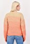 Women Crew Neck Crochet Long Sleeve Sweater, Orange - 4