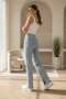 Liza Women's Inner Slit Light Blue Snow Super High Waist Power Lycra Colorfast Jeans Palazzo Trousers - 6