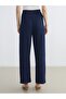 Lcwaikiki Classic Navy Blue Elastic Waist Textured Women's Trousers - 4