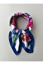Blue Colorful Patterned Satin Women's Scarf Bandana 50X50 cm Standard Size Hair Neck Bag Accessory