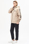 Women's Beige Hooded Raincoat with Stripe Detail, Waterproof and Seasonal - 6