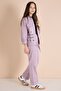 Pink Text Detail Shirt Girls' Pants Gabardine Set 23564 - 2