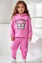 Girl's Purple Sweatpants Set with Pencil Butterfly Print and Lettering Detail, Elastic Cuffs - 4