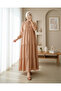 1627 Collar Lace-up Hijab Dress - D.Mink