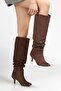 Sr-2001 Brown Suede Heeled Casual Boots - 2